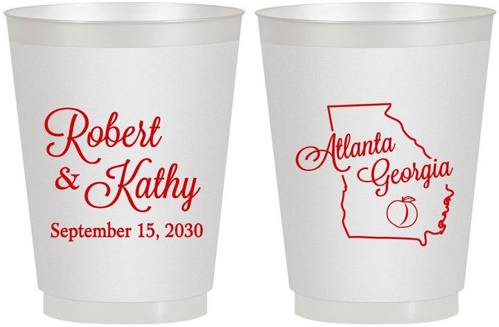 Personalized Wedding 16 oz Frosted Cups - Georgia | 109