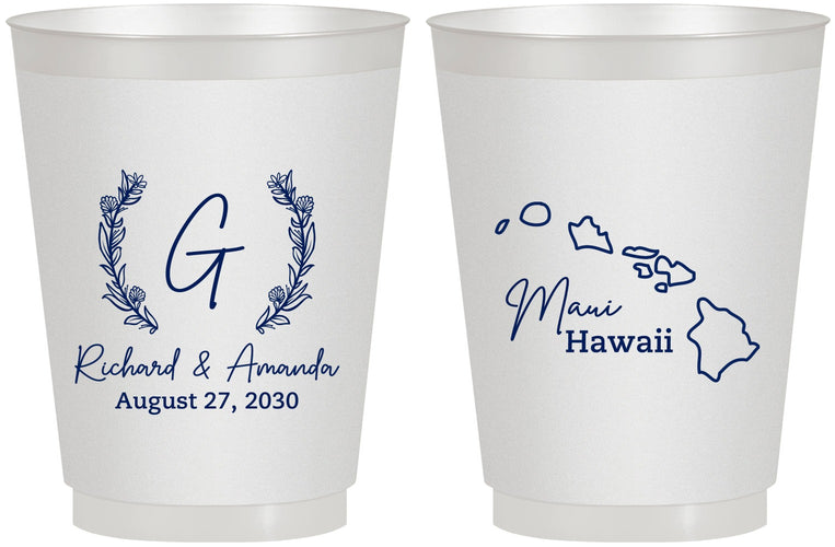 Personalized Wedding 16 oz Frosted Cups - Hawaii | 110