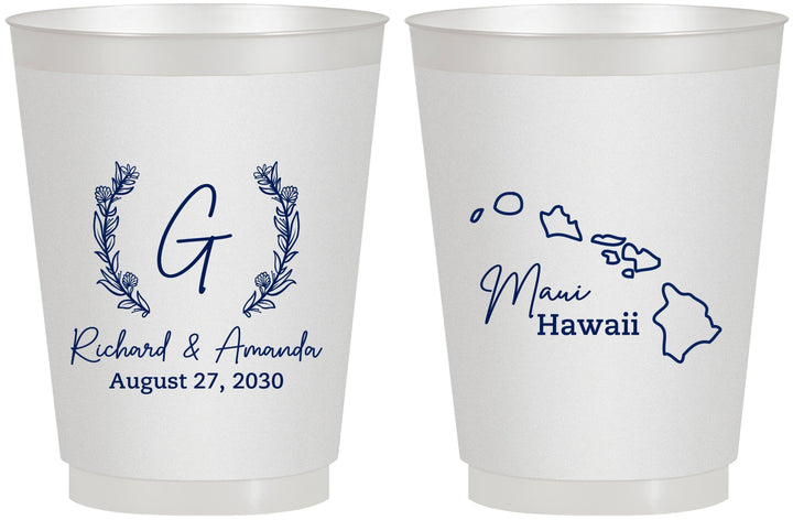 Personalized Wedding 16 oz Frosted Cups - Hawaii | 110