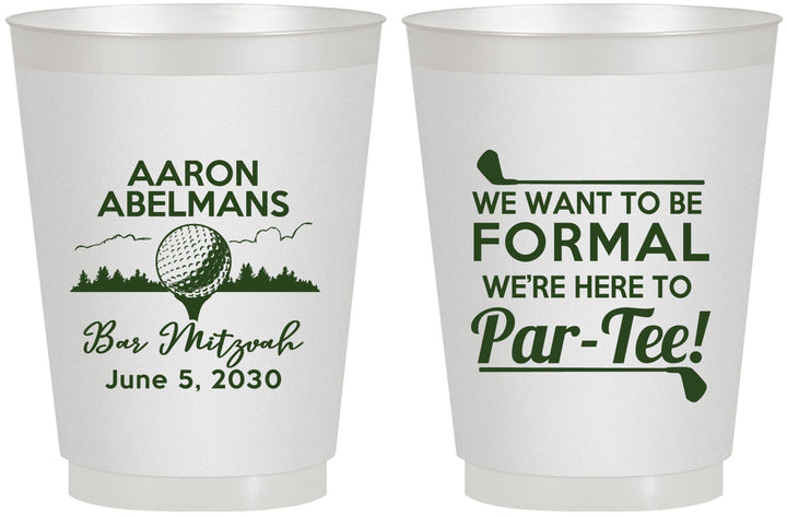 Personalized Bar Mitzvah 16 oz Frosted Cups - 13th Birthday Golf | 110010