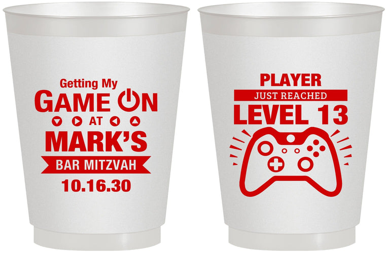Personalized Bar Mitzvah 16 oz Frosted Cups - 13th Birthday Video Game | 110013