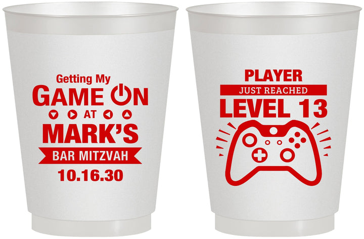Personalized Bar Mitzvah 16 oz Frosted Cups - 13th Birthday Video Game | 110013