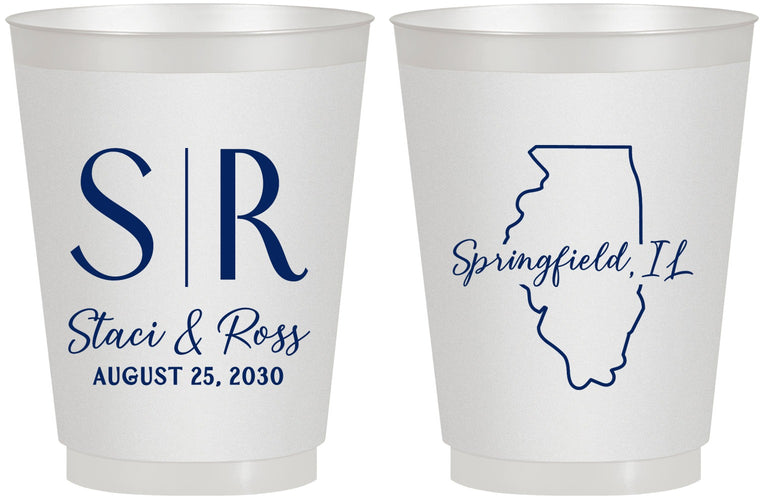 Personalized Wedding 16 oz Frosted Cups - Illinois | 112