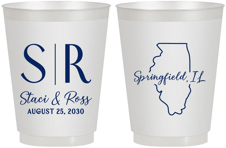Personalized Wedding 16 oz Frosted Cups - Illinois | 112