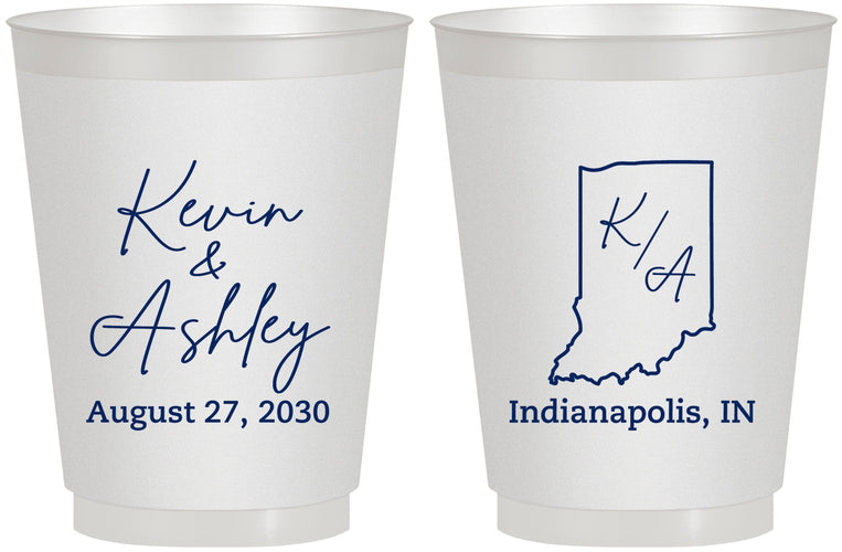 Personalized Wedding 16 oz Frosted Cups - Indiana | 113