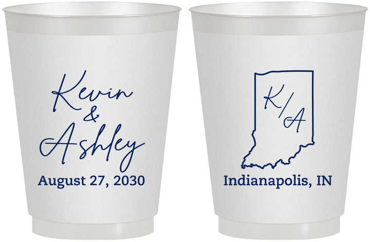 Personalized Wedding 16 oz Frosted Cups - Indiana | 113