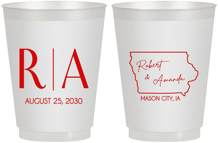 Personalized Wedding 16 oz Frosted Cups - Iowa | 114