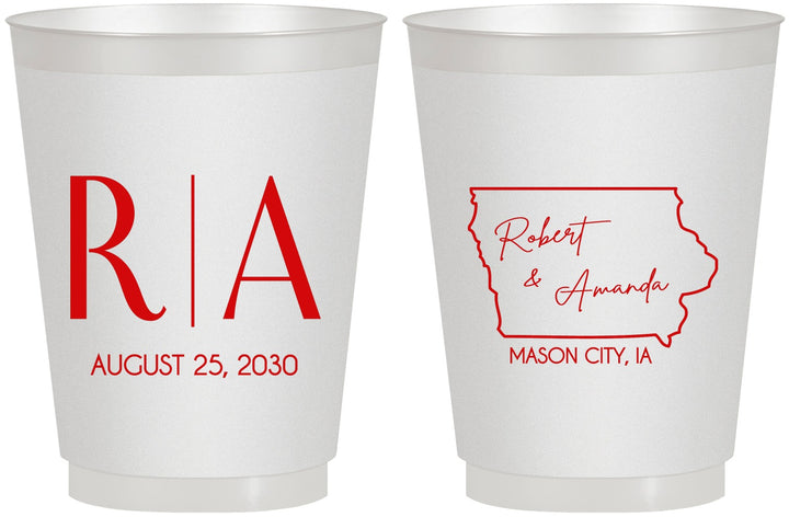 Personalized Wedding 16 oz Frosted Cups - Iowa | 114