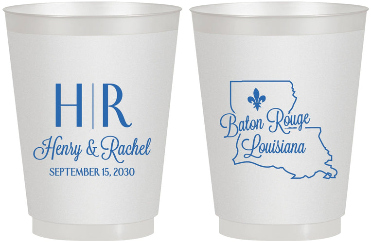 Personalized Wedding 16 oz Frosted Cups - Louisiana | 117