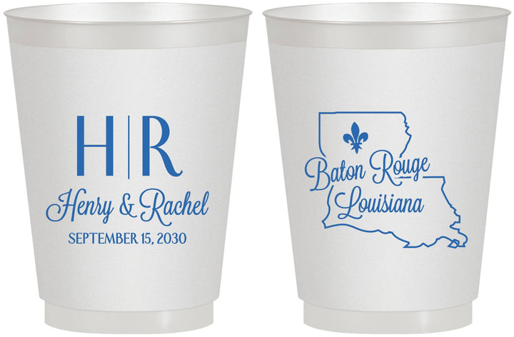 Personalized Wedding 16 oz Frosted Cups - Louisiana | 117