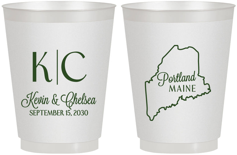 Personalized Wedding 16 oz Frosted Cups - Maine | 118
