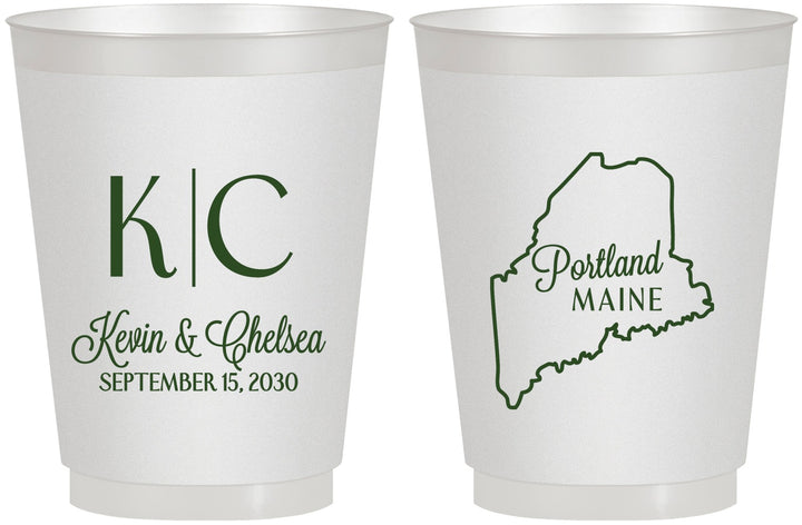 Personalized Wedding 16 oz Frosted Cups - Maine | 118