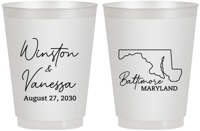 Personalized Wedding 16 oz Frosted Cups - Maryland | 119
