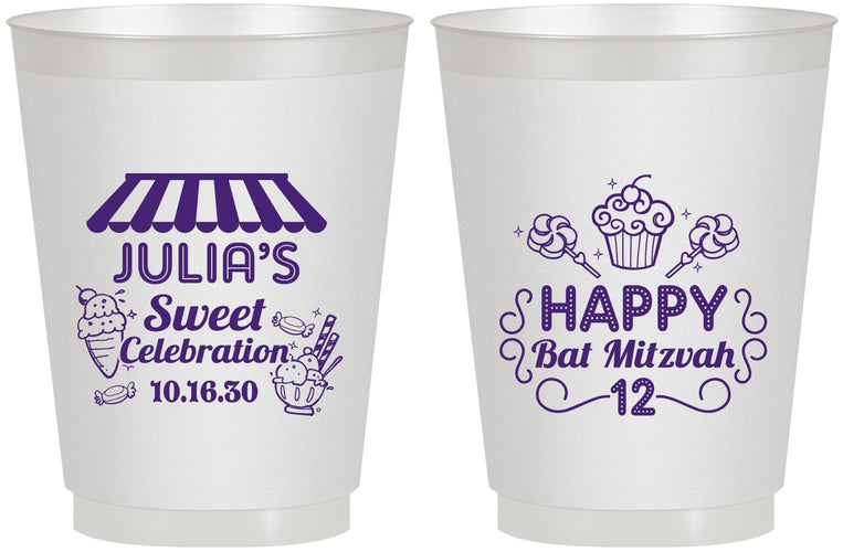 Personalized Bat Mitzvah 16 oz Frosted Cups - 12th Birthday Cupcake | 120010