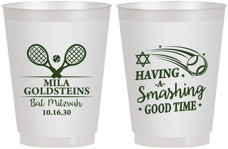 Personalized Bat Mitzvah 16 oz Frosted Cups - 12th Birthday Tennis | 120018