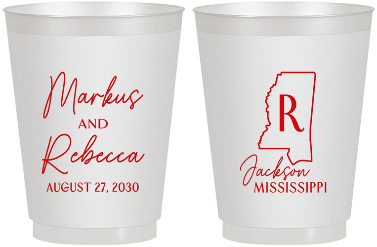 Personalized Wedding 16 oz Frosted Cups - Mississippi | 123
