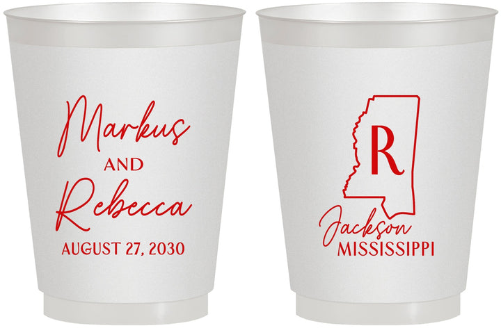 Personalized Wedding 16 oz Frosted Cups - Mississippi | 123