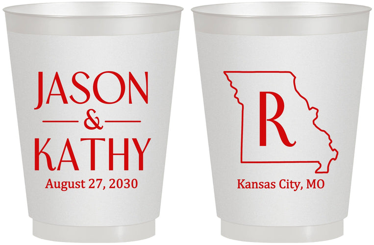 Personalized Wedding 16 oz Frosted Cups - Missouri | 124