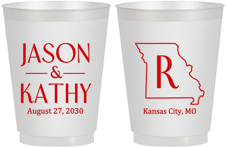 Personalized Wedding 16 oz Frosted Cups - Missouri | 124