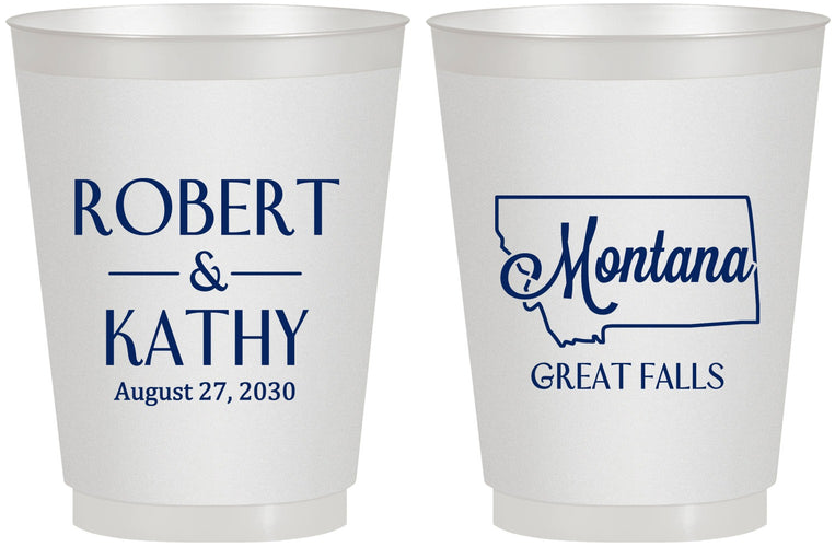 Personalized Wedding 16 oz Frosted Cups - Montana | 125
