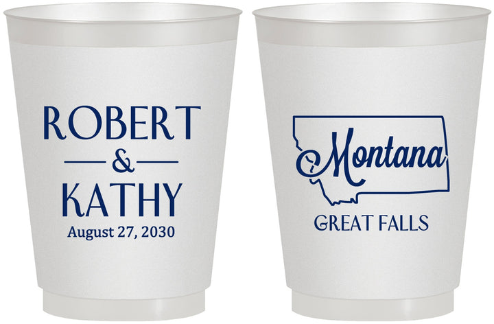 Personalized Wedding 16 oz Frosted Cups - Montana | 125