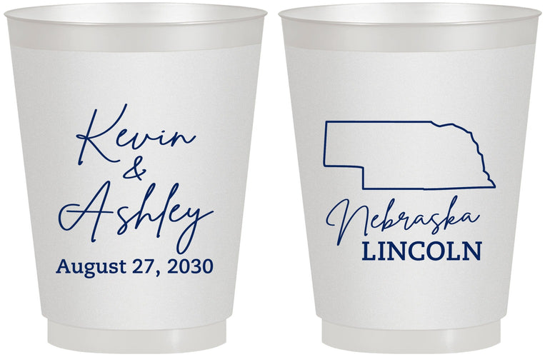 Personalized Wedding 16 oz Frosted Cups - Nebraska | 126
