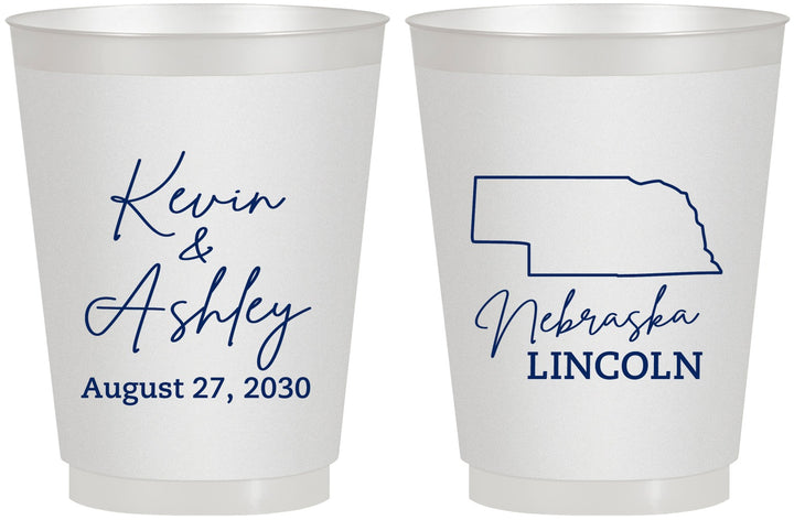 Personalized Wedding 16 oz Frosted Cups - Nebraska | 126
