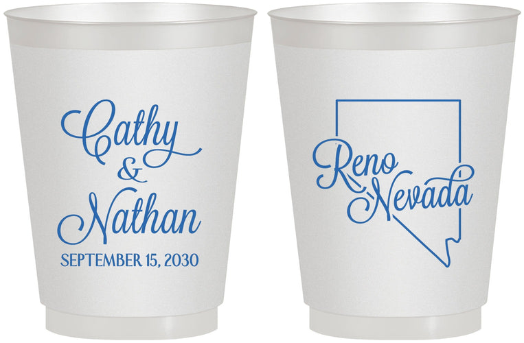 Personalized Wedding 16 oz Frosted Cups - Nevada | 127