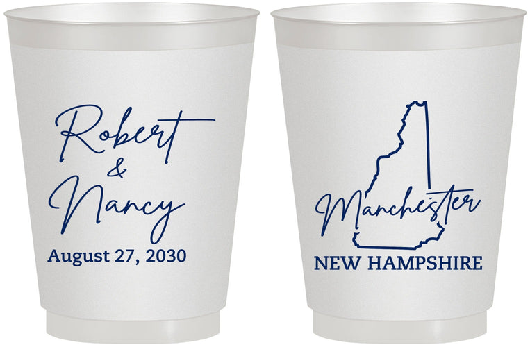 Personalized Wedding 16 oz Frosted Cups - New Hampshire | 128