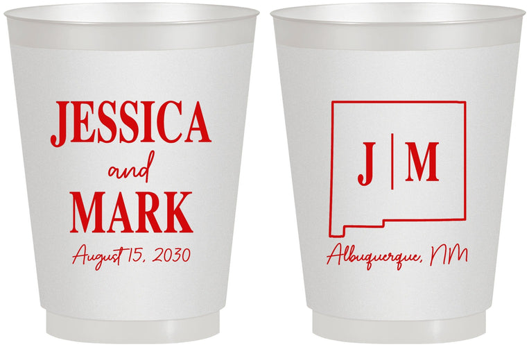 Personalized Wedding 16 oz Frosted Cups - New Mexico | 130