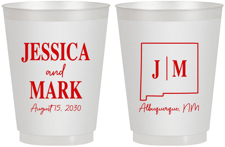 Personalized Wedding 16 oz Frosted Cups - New Mexico | 130