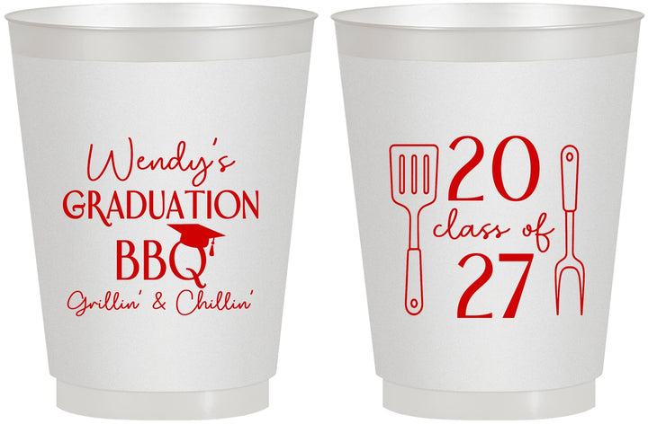 Personalized Graduation 16 oz Frosted Cups - Class Of 2027 Bbq | 130008