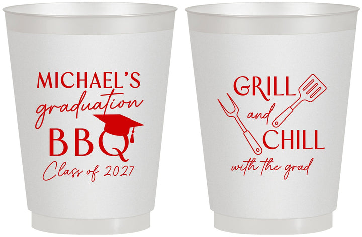 Personalized Graduation 16 oz Frosted Cups - Class Of 2027 Bbq | 130009