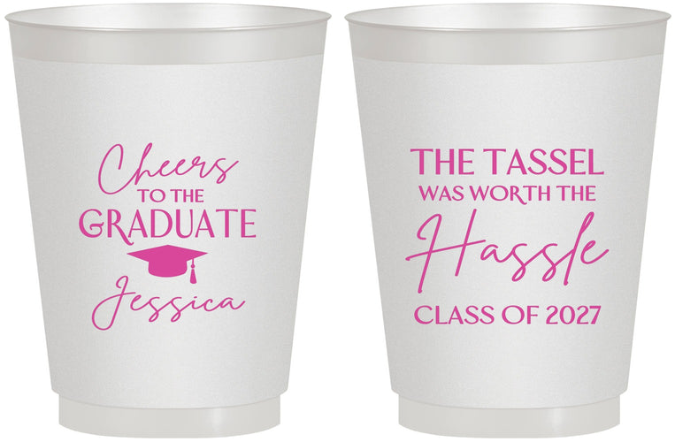 Personalized Graduation 16 oz Frosted Cups - Class Of 2027 Tassel Hassel | 130010