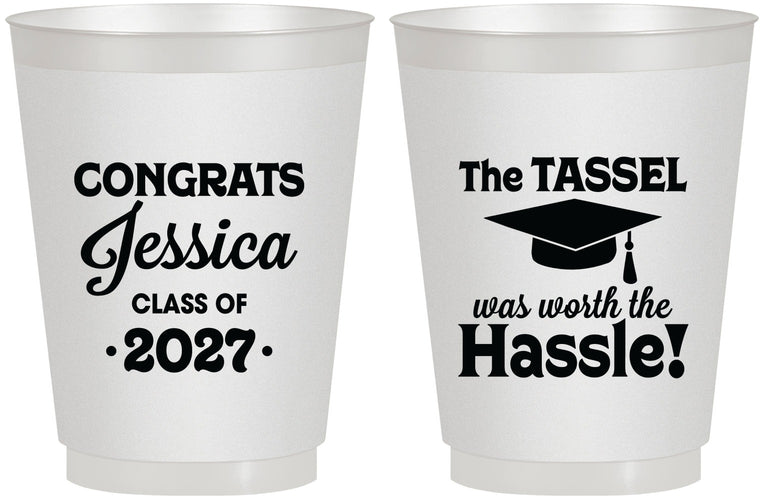 Personalized Graduation 16 oz Frosted Cups - Class Of 2027 Tassel Hassel | 130012