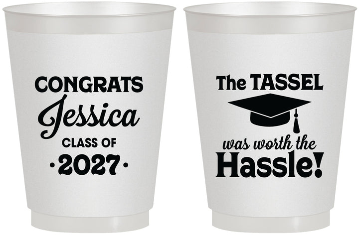 Personalized Graduation 16 oz Frosted Cups - Class Of 2027 Tassel Hassel | 130012