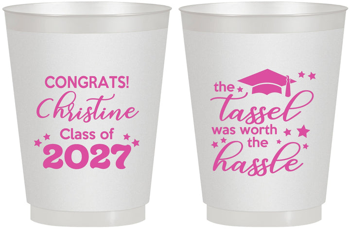 Personalized Graduation 16 oz Frosted Cups - Class Of 2027 Tassel Hassel | 130013