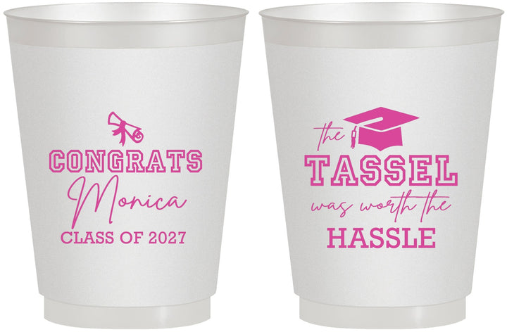 Personalized Graduation 16 oz Frosted Cups - Class Of 2027 Tassel Hassel | 130014