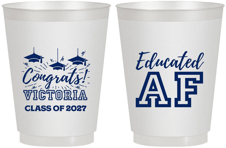Personalized Graduation 16 oz Frosted Cups - Class Of 2027 Educated Af | 130017