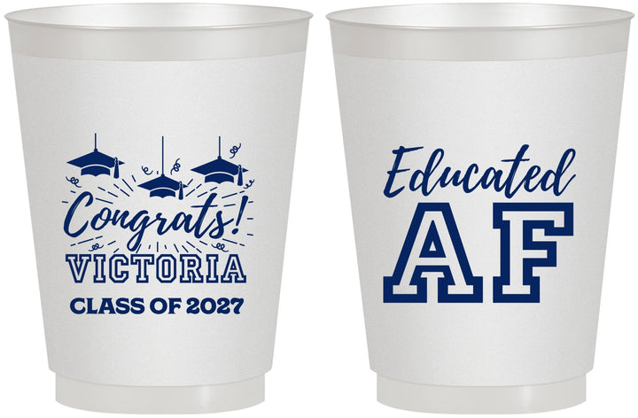 Personalized Graduation 16 oz Frosted Cups - Class Of 2027 Educated Af | 130017