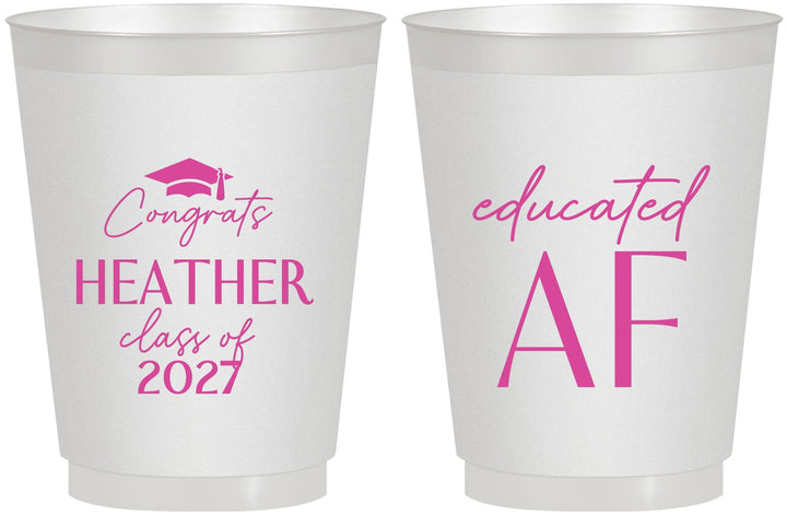 Personalized Graduation 16 oz Frosted Cups - Class Of 2027 Educated Af | 130019