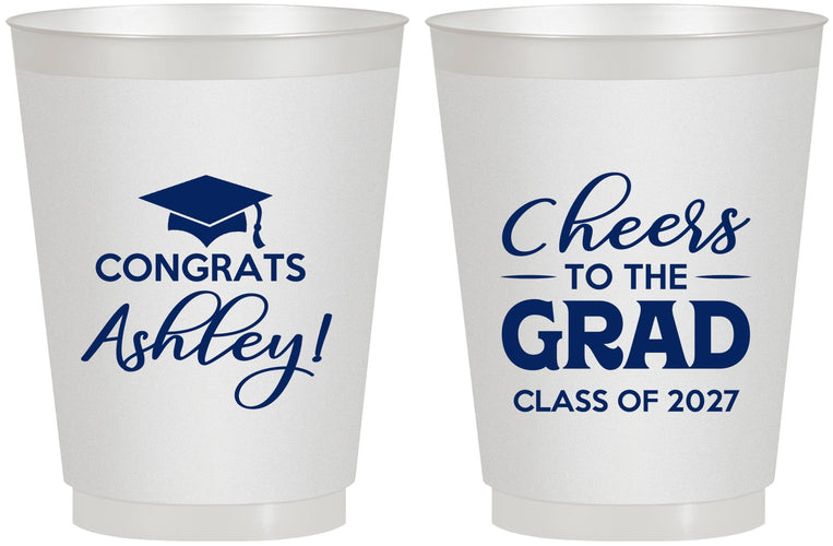 Personalized Graduation 16 oz Frosted Cups - Class Of 2027 Cheers Grad | 130020