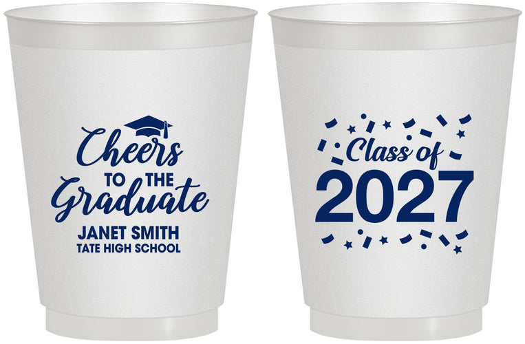 Personalized Graduation 16 oz Frosted Cups - Class Of 2027 Cheers Graduate | 130021