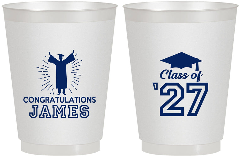 Personalized Graduation 16 oz Frosted Cups - Class Of 2027 Congratulations | 130024