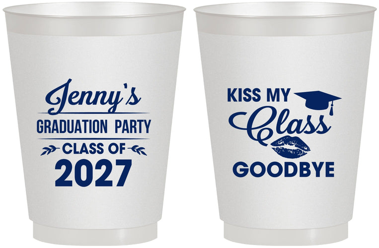 Personalized Graduation 16 oz Frosted Cups - Class Of 2027 Kiss Class Goodbye | 130028