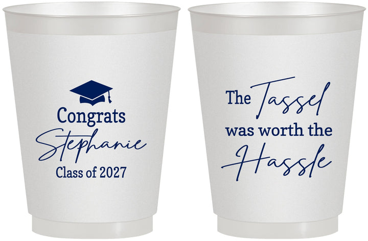 Personalized Graduation 16 oz Frosted Cups - Class Of 2027 Tassel Hassel | 130031