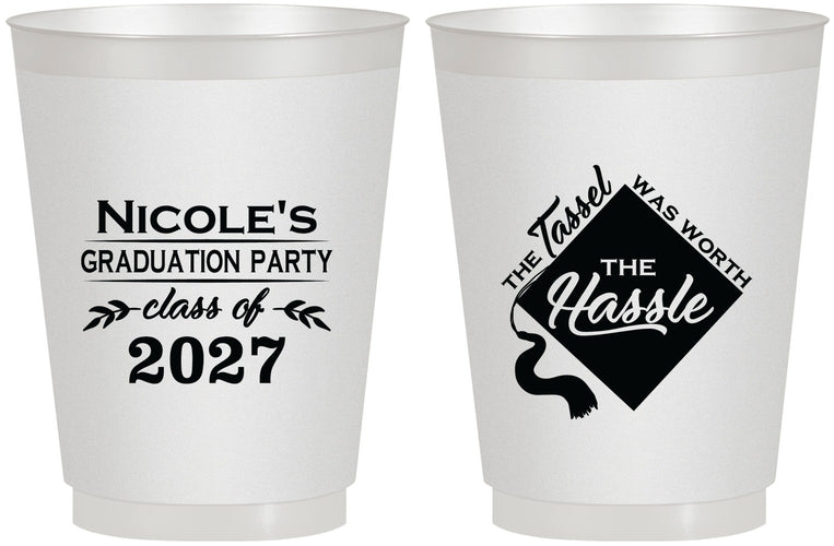 Personalized Graduation 16 oz Frosted Cups - Class Of 2027 Tassel Hassel | 130032
