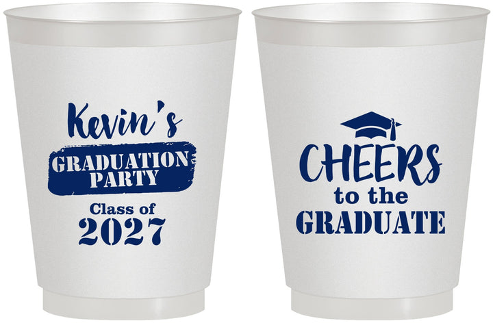 Personalized Graduation 16 oz Frosted Cups - Class Of 2027 Cheers Graduate | 130034