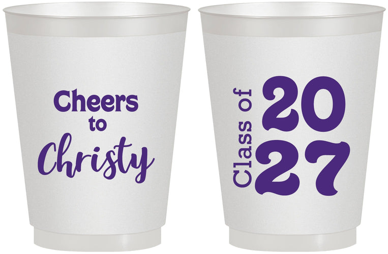 Personalized Graduation 16 oz Frosted Cups - Class Of 2027 Cheers | 130037
