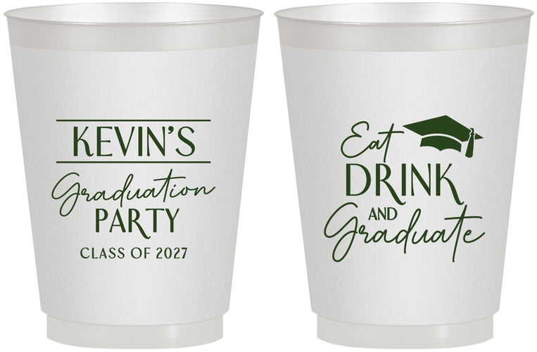 Personalized Graduation 16 oz Frosted Cups - Class Of 2027 Eat Drink Graduate | 130043